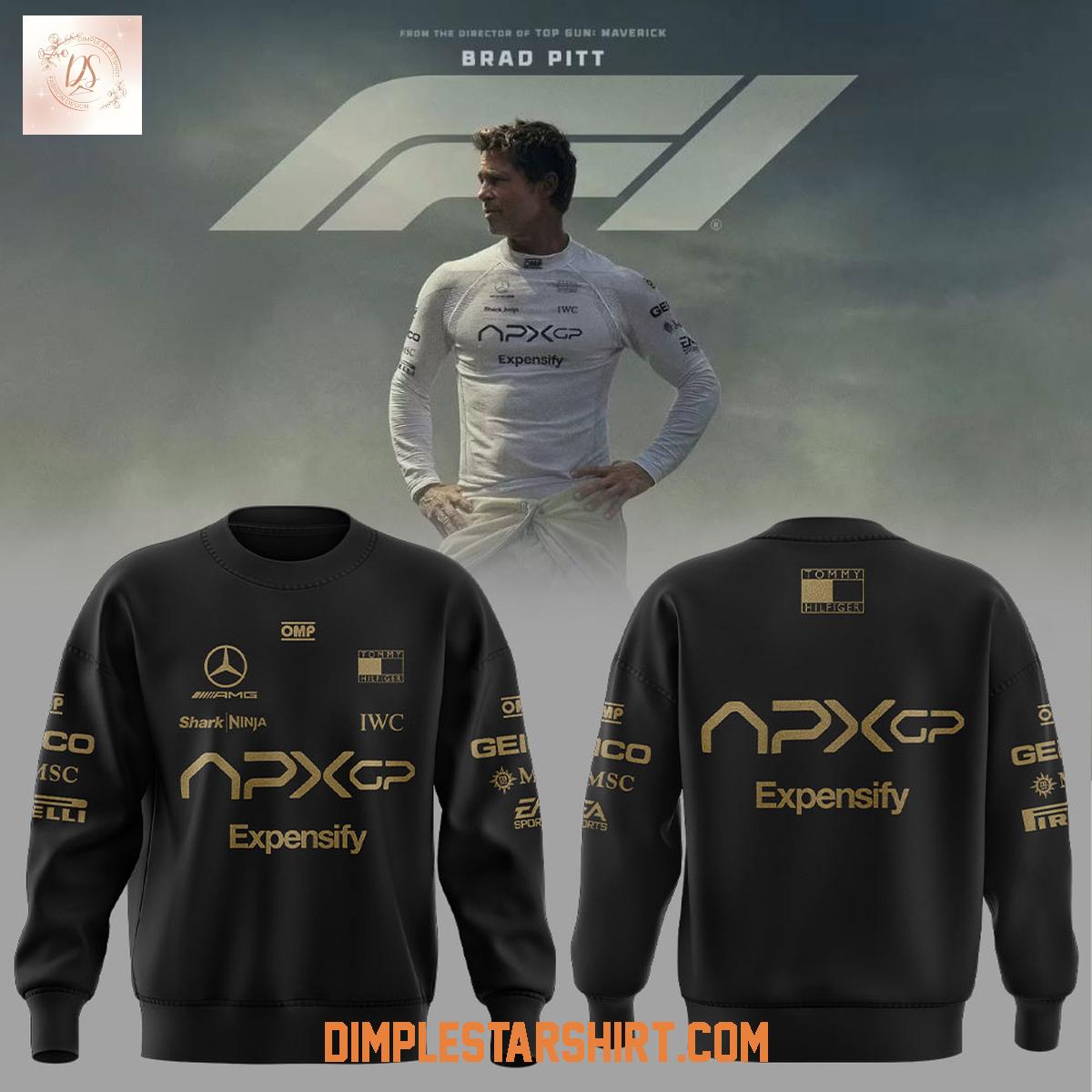 F1 Tech Collection 2025 F1 Movie APXGP Team x Brad Pitt Black Hoodie T Shirt F1 Tech Collection 2025 F1 Movie APXGP Team x Brad Pitt Black Hoodie T Shirt
