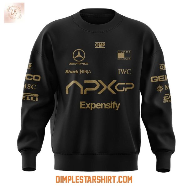 F1 Tech Collection 2025 F1 Movie APXGP Team x Brad Pitt Black Hoodie T Shirt