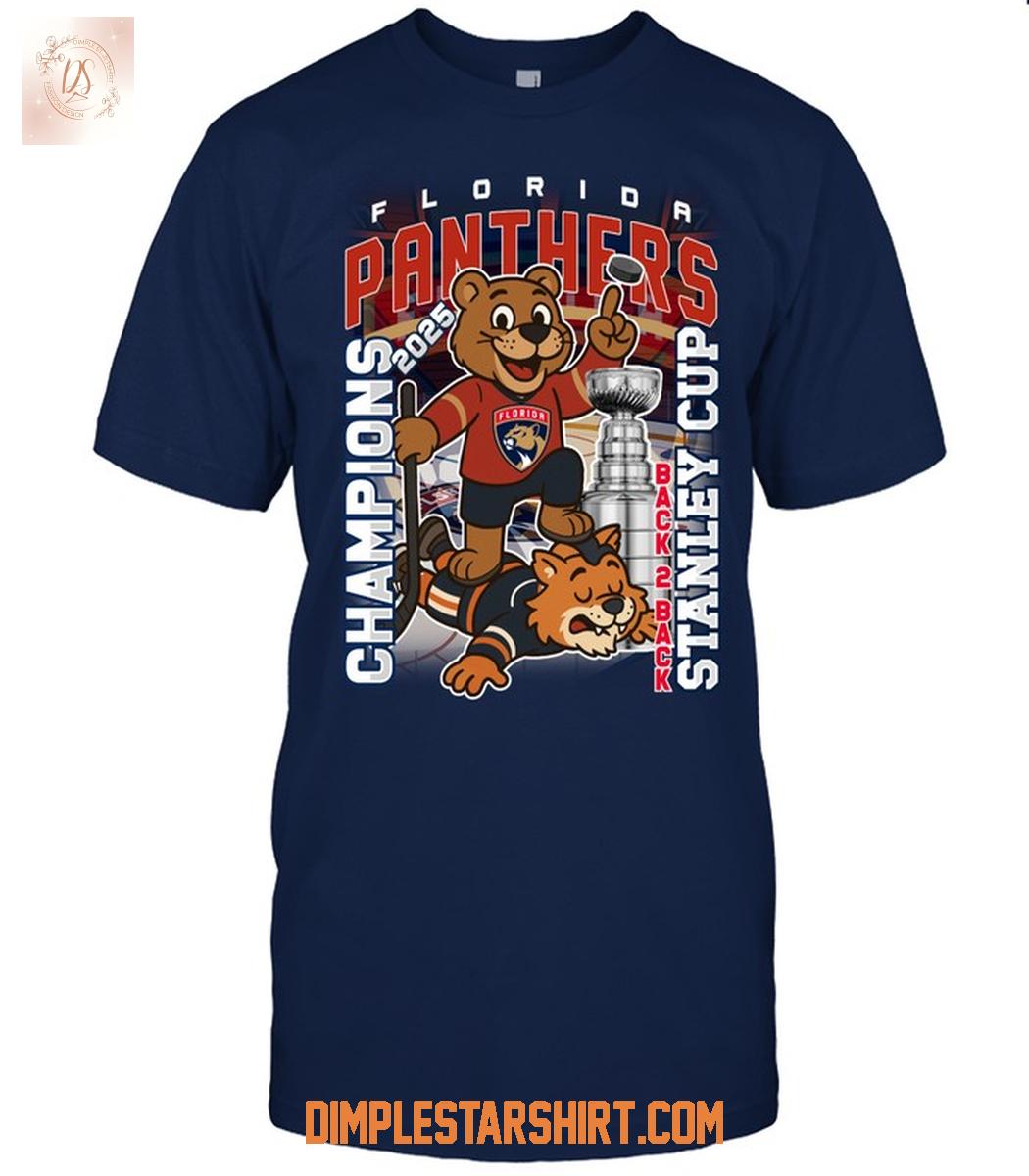 Florida Panthers Back To Back Champions Stanley Cup 2025 T Shirt Florida Panthers Back To Back Champions Stanley Cup 2025 T Shirt