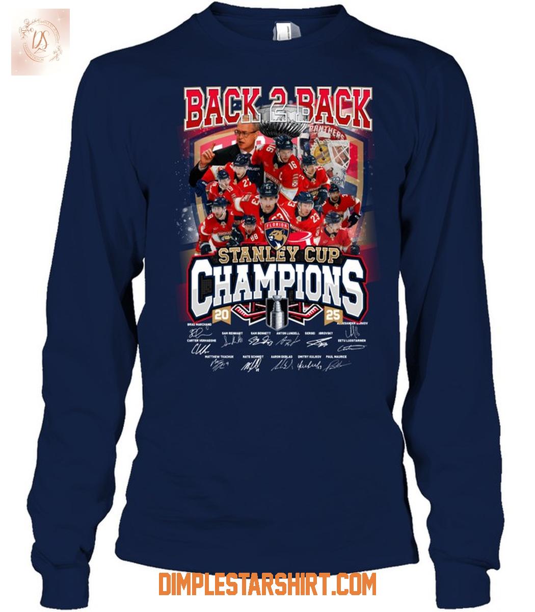 Florida Panthers Back To Back Champions Stanley Cup 2025 T Shirt Florida Panthers Back To Back Champions Stanley Cup 2025 T Shirt