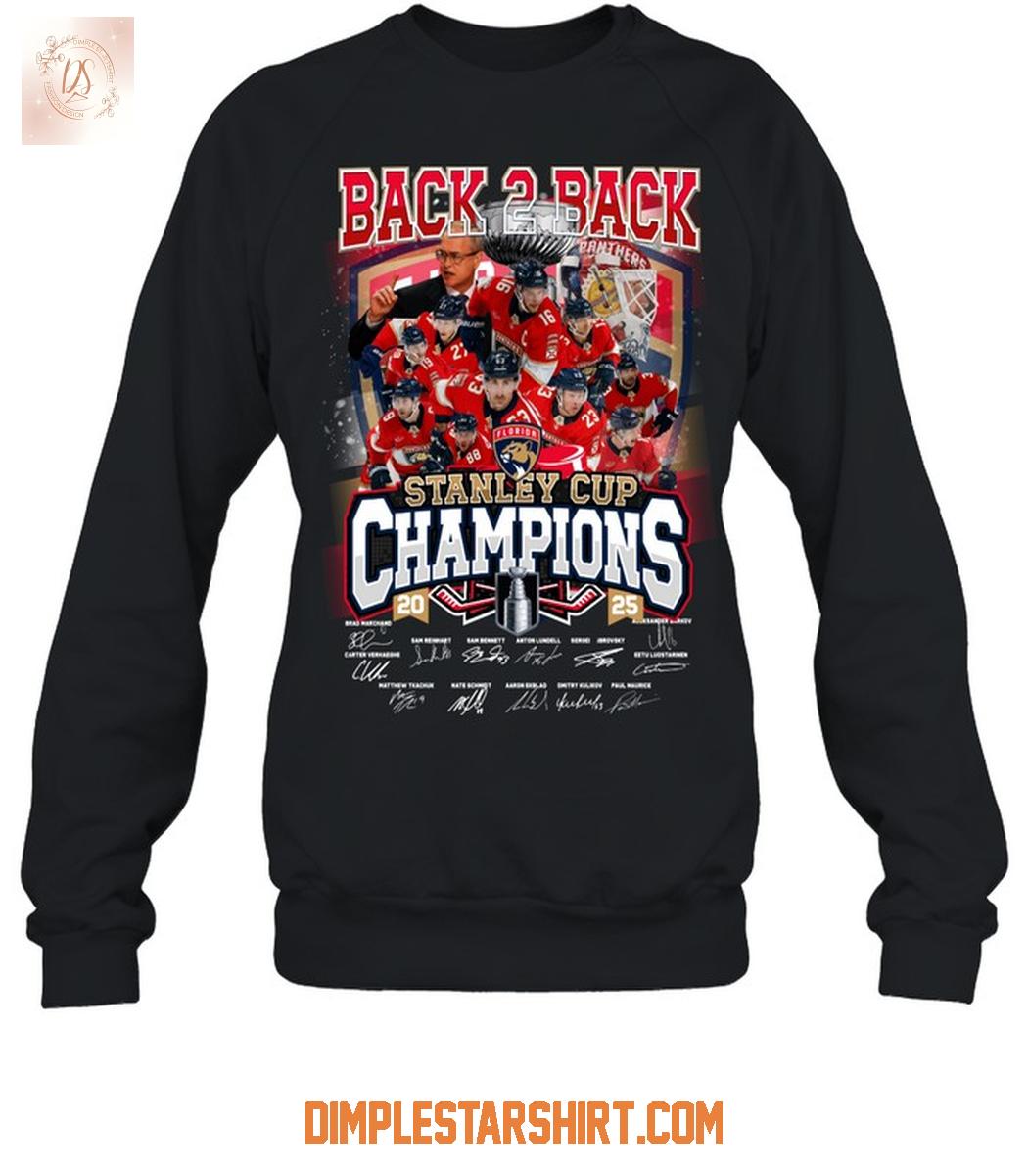 Florida Panthers Back To Back Champions Stanley Cup 2025 T Shirt Florida Panthers Back To Back Champions Stanley Cup 2025 T Shirt