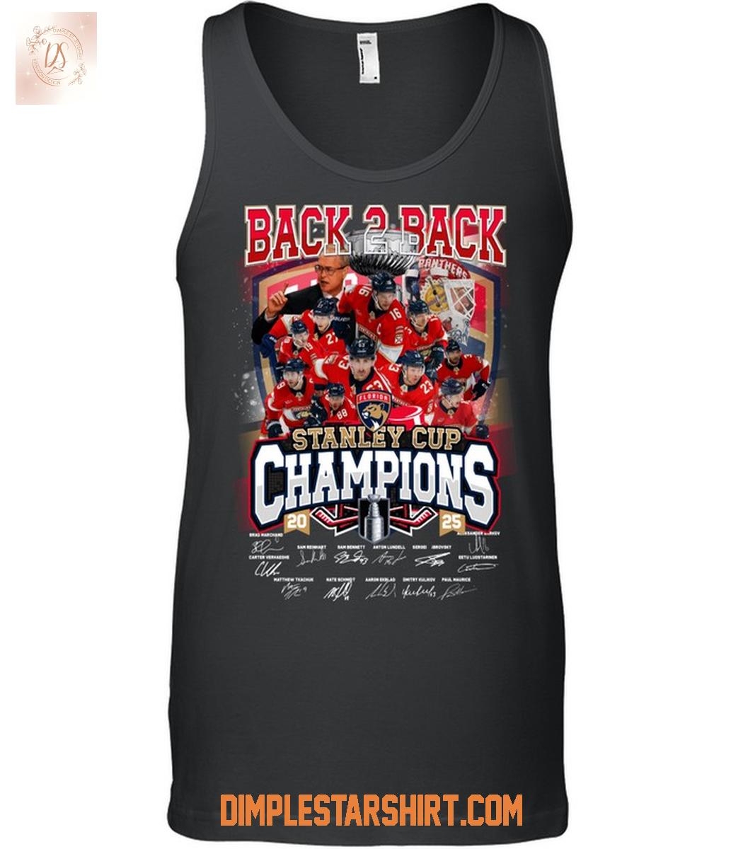 Florida Panthers Back To Back Champions Stanley Cup 2025 T Shirt Florida Panthers Back To Back Champions Stanley Cup 2025 T Shirt