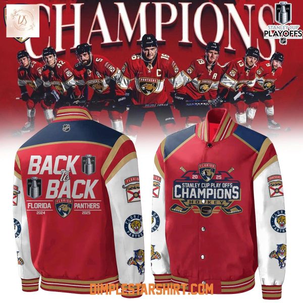 Florida Panthers Back To Back Champions Stanley Cup Baseball Jacket