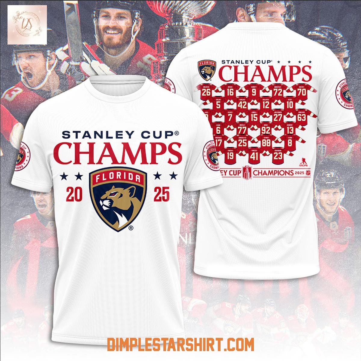 Florida Panthers NHL Team Stanley Cup Champs 2025 White Hoodie Shirt Florida Panthers NHL Team Stanley Cup Champs 2025 White Hoodie Shirt