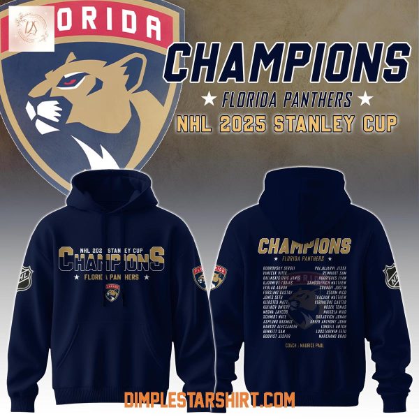 Florida Panthers Stanley Cup Champions 2025 Blue Hoodie T Shirt