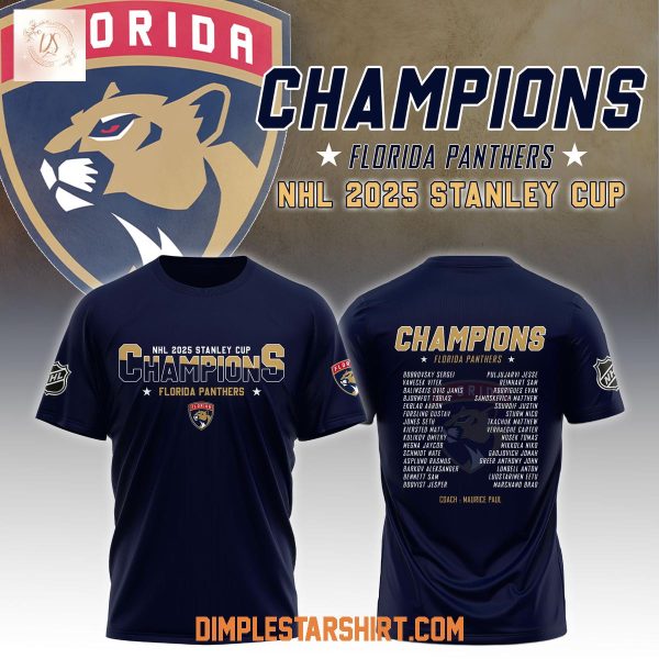 Florida Panthers Stanley Cup Champions 2025 Blue Hoodie T Shirt