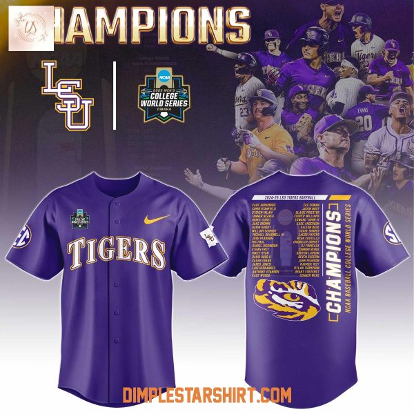 LSU Tigers Baseball 2025 College World Series Champions Baseball Jersey