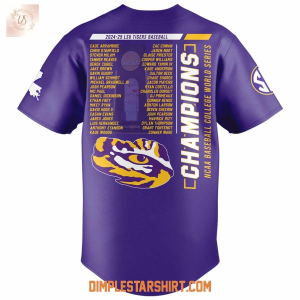 LSU Tigers Baseball 2025 College World Series Champions Baseball Jersey
