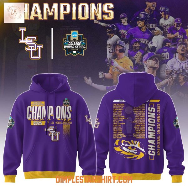 LSU Tigers Baseball 2025 College World Series Champions Hoodie Shirt