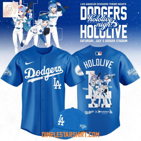 Los Angeles Dodgers Hololive Night Game 2025 Blue Baseball Jersey