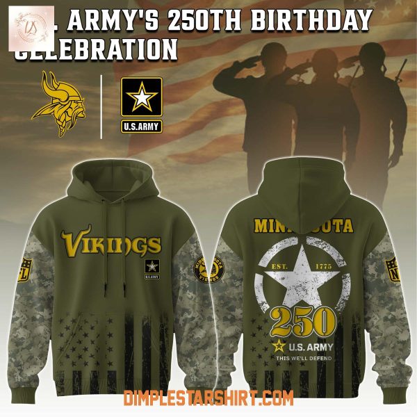 Minnesota Vikings NFL x US Army’s 250th Anniversary Hoodie Shirt