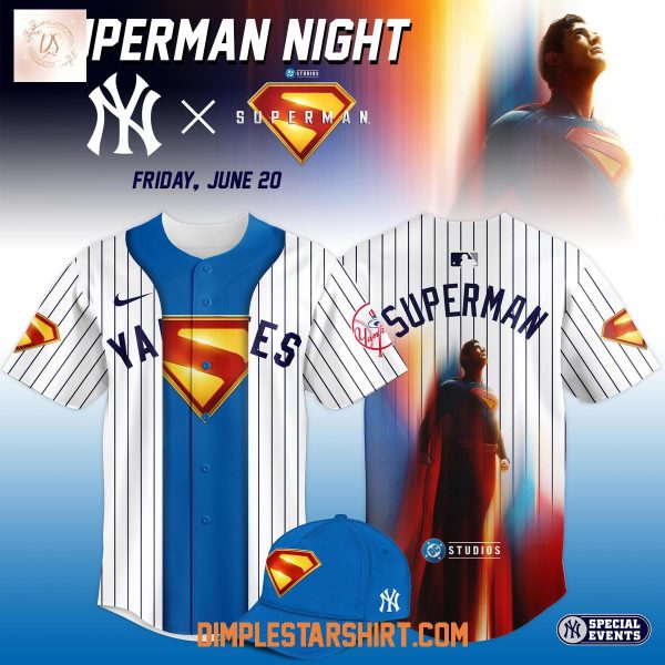 New York Yankees x Superman Night Game Baseball Jersey