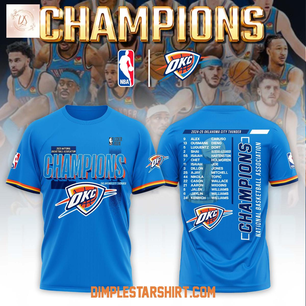 Oklahoma City Thunder 2025 NBA Champions Blue Hoodie Shirt Oklahoma City Thunder 2025 NBA Champions Blue Hoodie Shirt
