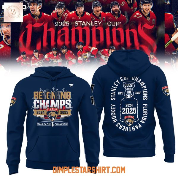 Reigning Champions Stanley Cup Florida Panthers Two Time Quest For The Cup Blue Hoodie Shirt