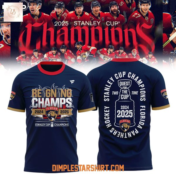 Reigning Champions Stanley Cup Florida Panthers Two Time Quest For The Cup Blue Hoodie Shirt