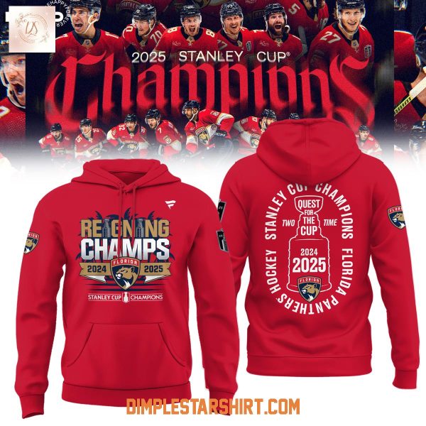 Reigning Champions Stanley Cup Florida Panthers Two Time Quest For The Cup Red Hoodie Shirt