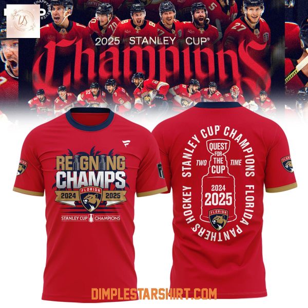 Reigning Champions Stanley Cup Florida Panthers Two Time Quest For The Cup Red Hoodie Shirt