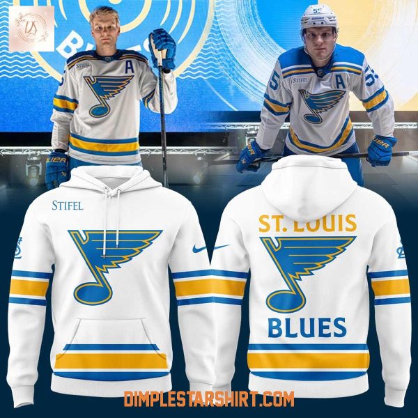 St. Louis Blues New Uniforms 2025  White Hoodie Shirt