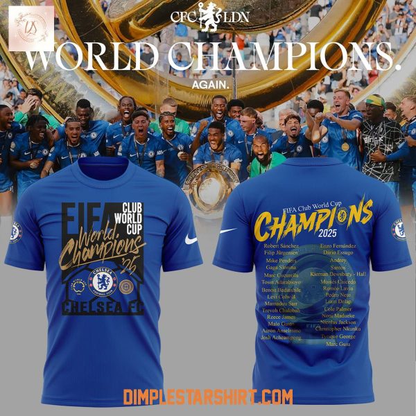 Chelsea FC Fifa Club World Cup 2025 Champions Blue Hoodie T Shirt