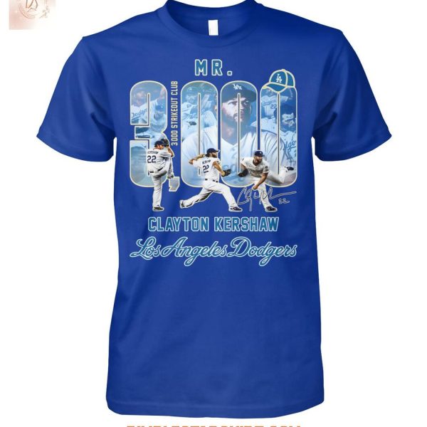 Clayton Kershaw Dodgers Mr 3000 Strikeout Club T Shirt