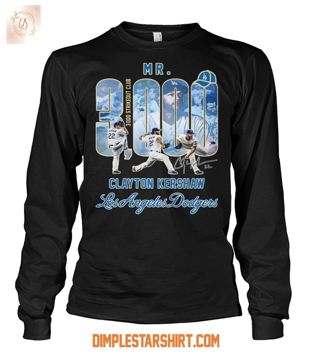 Clayton Kershaw Dodgers Mr 3000 Strikeout Club T Shirt Clayton Kershaw Dodgers Mr 3000 Strikeout Club T Shirt