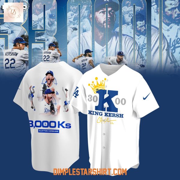 Clayton Kershaw King Kersh 3000th Strikeout Milestone Baseball Jersey