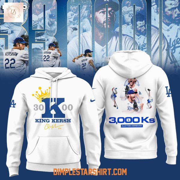 Clayton Kershaw King Kersh 3000th Strikeout Milestone Hoodie Shirt