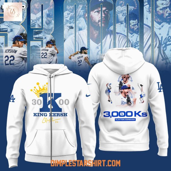Clayton Kershaw King Kersh 3000th Strikeout Milestone Hoodie Shirt