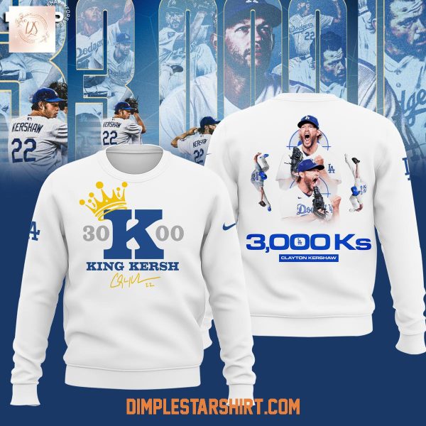 Clayton Kershaw King Kersh 3000th Strikeout Milestone Hoodie Shirt