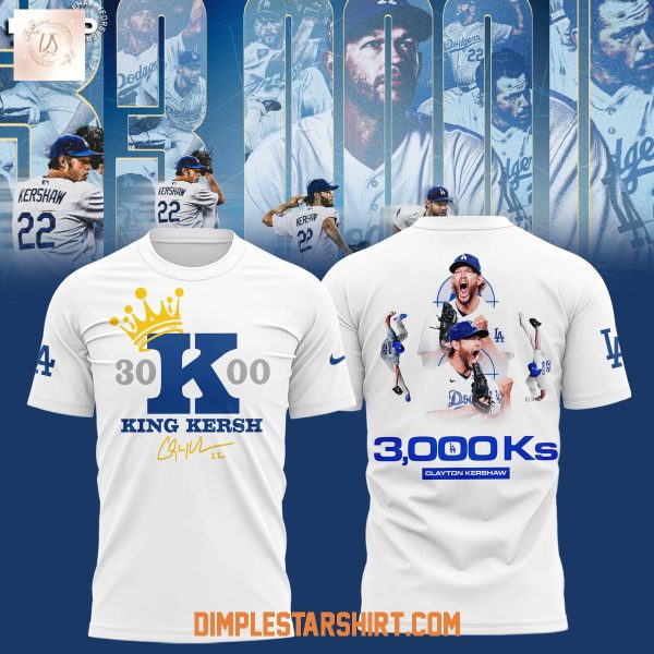 Clayton Kershaw King Kersh 3000th Strikeout Milestone Hoodie Shirt