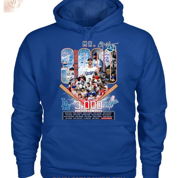 Clayton Kershaw Los Angeles Dodgers 3000 Strikeout Club T Shirt