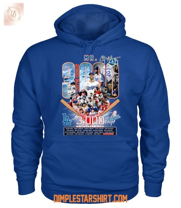 Clayton Kershaw Los Angeles Dodgers 3000 Strikeout Club T Shirt