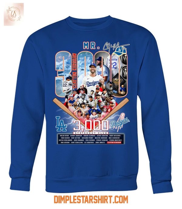 Clayton Kershaw Los Angeles Dodgers 3000 Strikeout Club T Shirt