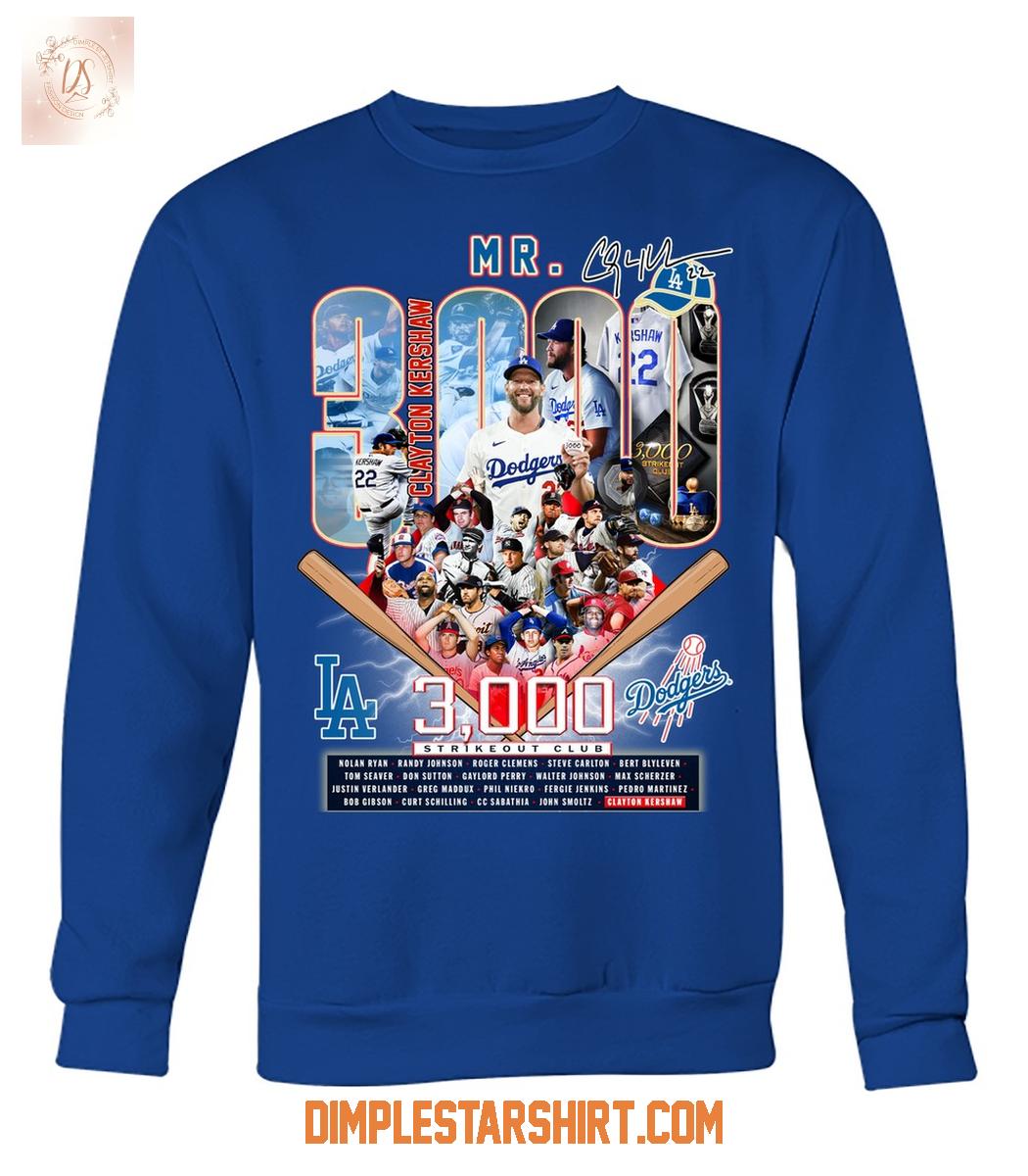 Clayton Kershaw Los Angeles Dodgers 3000 Strikeout Club T Shirt Clayton Kershaw Los Angeles Dodgers 3000 Strikeout Club T Shirt