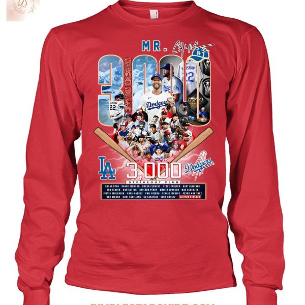 Clayton Kershaw Los Angeles Dodgers 3000 Strikeout Club T Shirt
