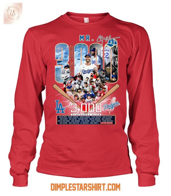 Clayton Kershaw Los Angeles Dodgers 3000 Strikeout Club T Shirt