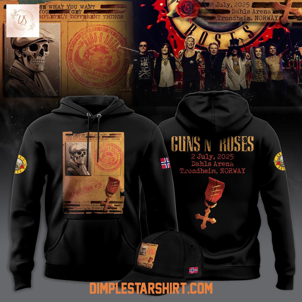 Guns N' Roses Trondheim Norway 2025 Tour Hoodie Shirt Guns N' Roses Trondheim Norway 2025 Tour Hoodie Shirt