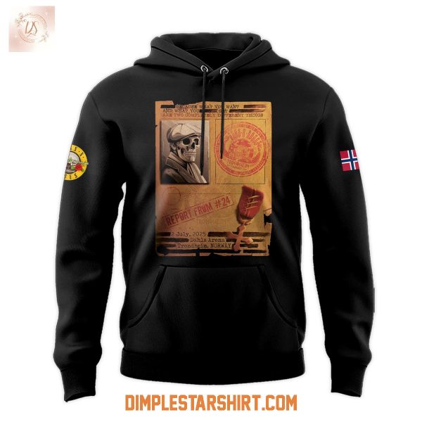 Guns N’ Roses Trondheim Norway 2025 Tour Hoodie Shirt