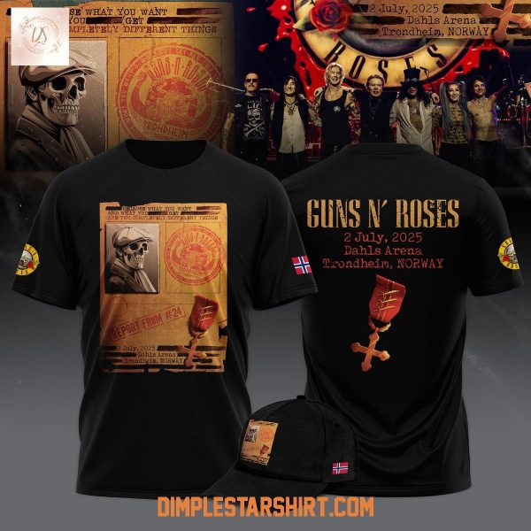 Guns N’ Roses Trondheim Norway 2025 Tour Hoodie Shirt