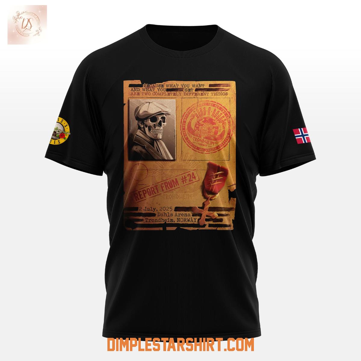 Guns N' Roses Trondheim Norway 2025 Tour Hoodie Shirt Guns N' Roses Trondheim Norway 2025 Tour Hoodie Shirt