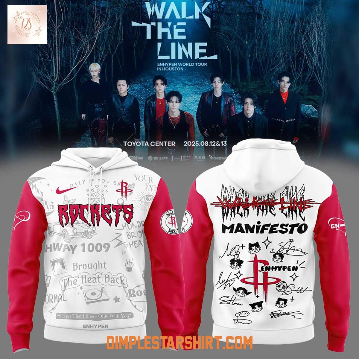 Houston Rockets x Enhypen Walk The Line 2025 Hoodie T Shirt Houston Rockets x Enhypen Walk The Line 2025 Hoodie T Shirt