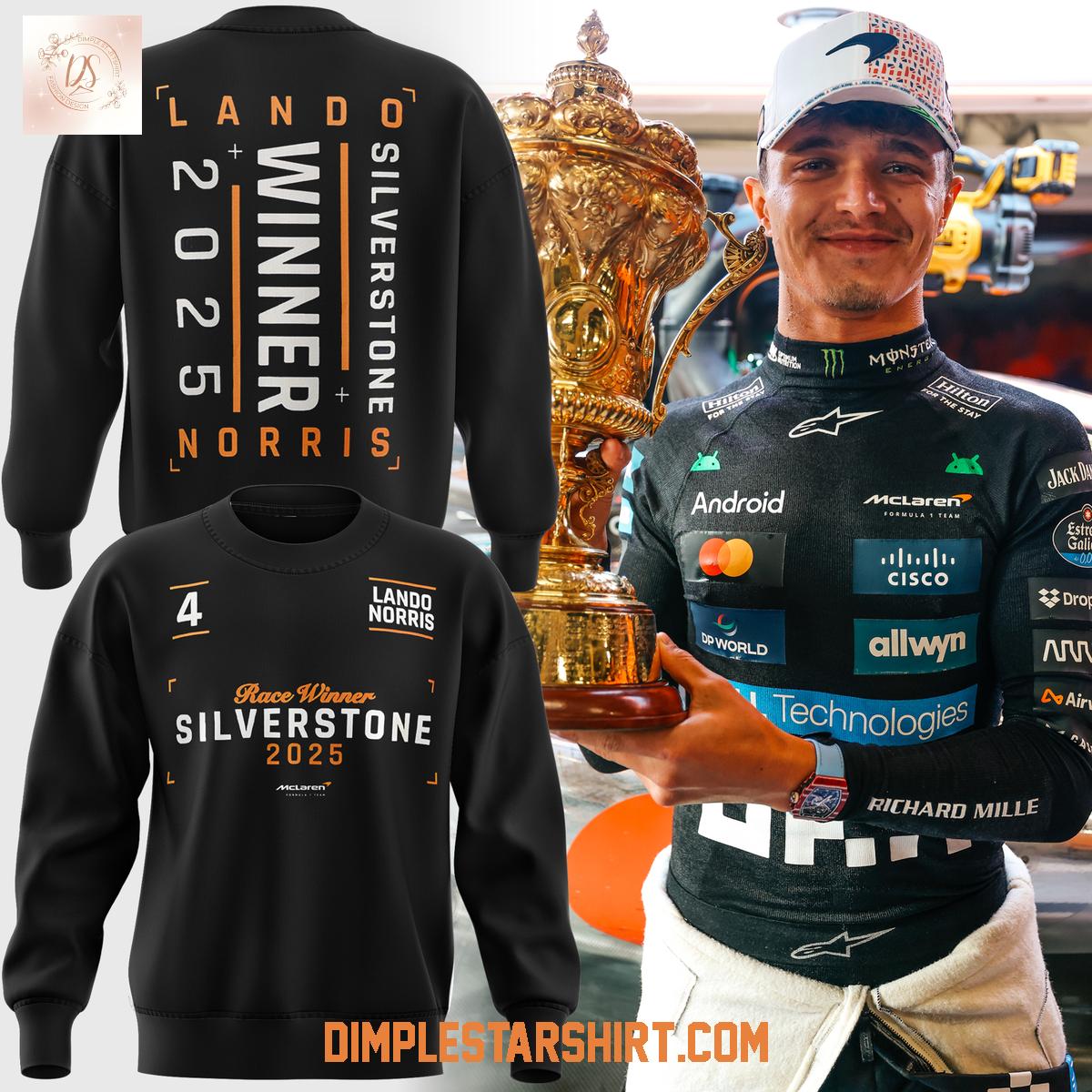 Lando Norris McLaren Silverstone Win 2025 Black Hoodie Shirt Lando Norris McLaren Silverstone Win 2025 Black Hoodie Shirt