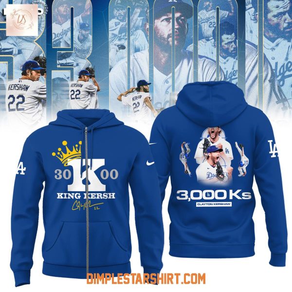 Los Angeles Dodgers Clayton Kershaw Makes History 3000 Strikeout Hoodie Shirt