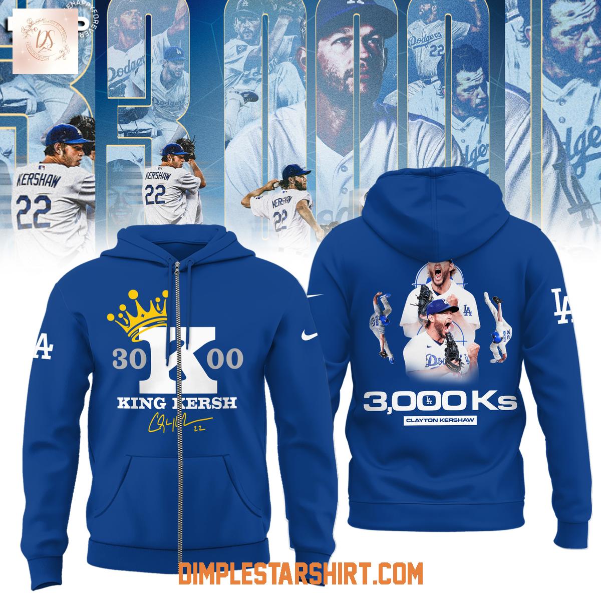 Los Angeles Dodgers Clayton Kershaw Makes History 3000 Strikeout Hoodie Shirt Los Angeles Dodgers Clayton Kershaw Makes History 3000 Strikeout Hoodie Shirt
