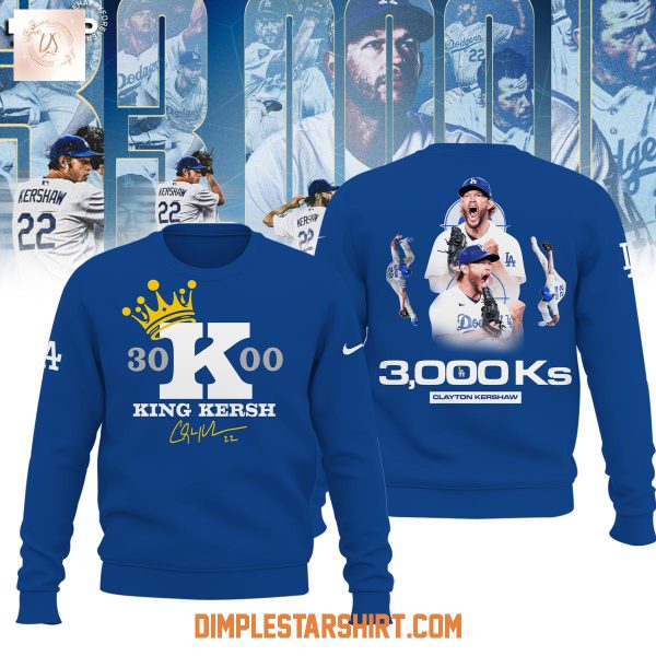 Los Angeles Dodgers Clayton Kershaw Makes History 3000 Strikeout Hoodie Shirt