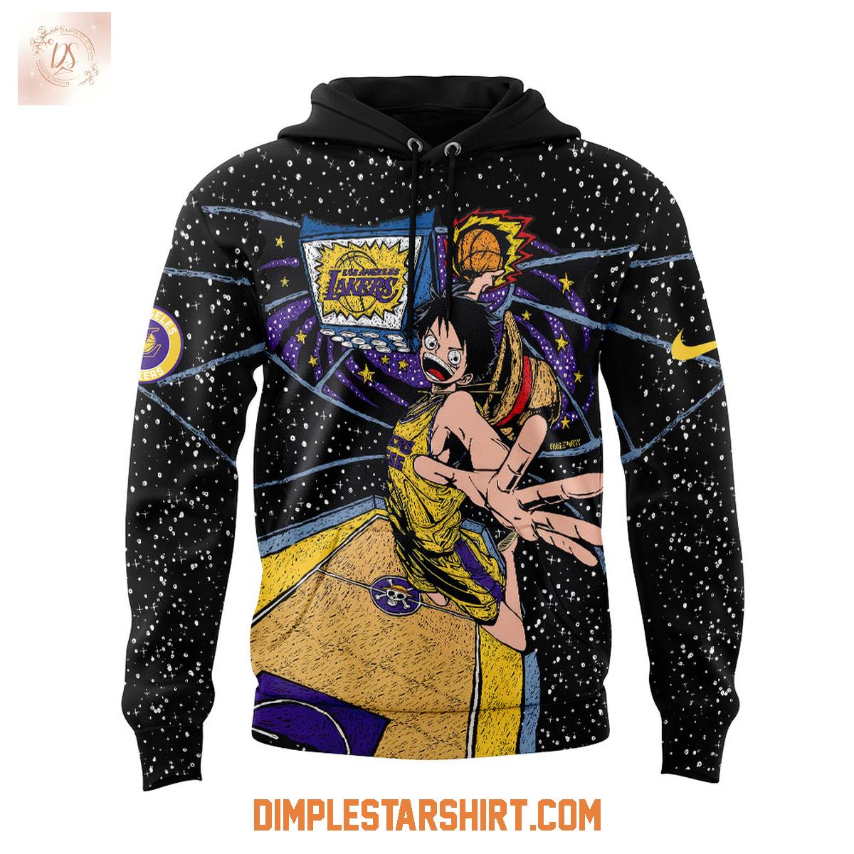 Los Angeles Lakers One Piece Monkey D.Luffy Hoodie Shirt Los Angeles Lakers One Piece Monkey D.Luffy Hoodie Shirt