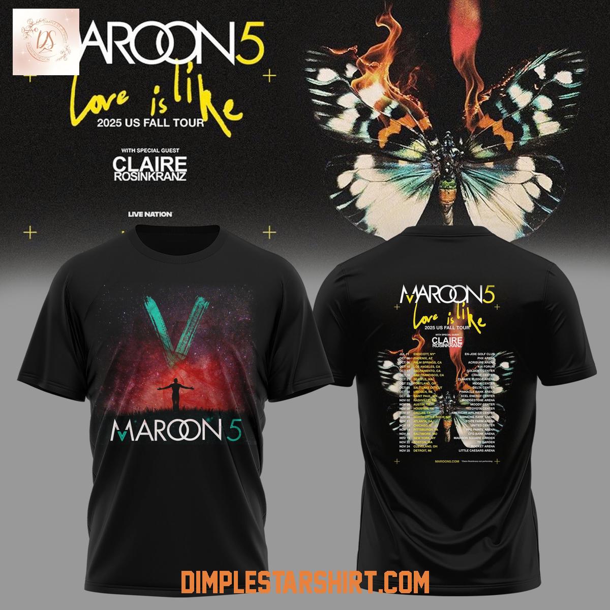 Maroon 5 Love Is Like 2025 Hoodie Shirt Maroon 5 Love Is Like 2025 Hoodie Shirt