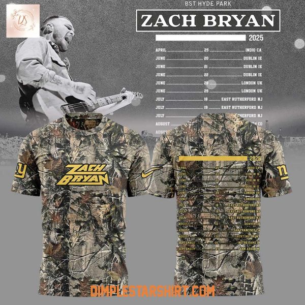 New York Giants x Zach Bryan Tour Camo Hoodie Shirt