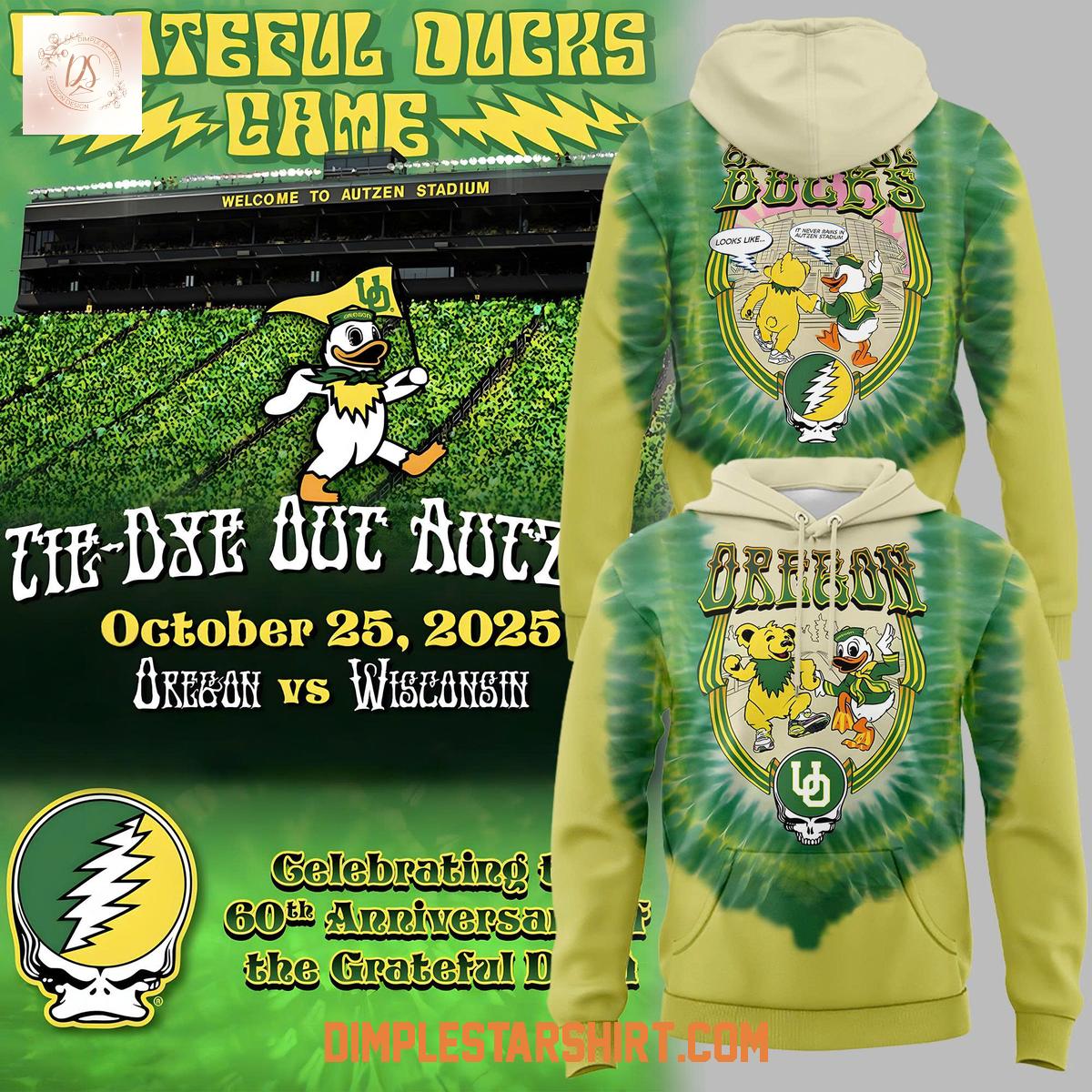 Orengon Ducks Celebrating Grateful Dead 60th Anniversary Hoodie T Shirt Orengon Ducks Celebrating Grateful Dead 60th Anniversary Hoodie T Shirt