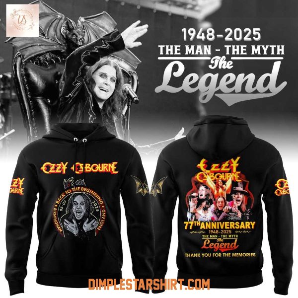 Ozzy Osbourne 77th Anniversary 1948 2025 Memories Hoodie Shirt